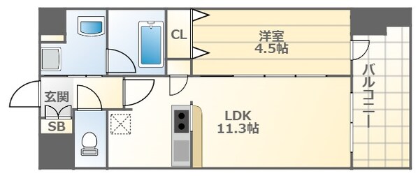 芦原橋駅 徒歩3分 10階の物件間取画像